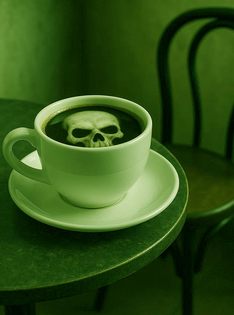 Tasse verte sur la table 